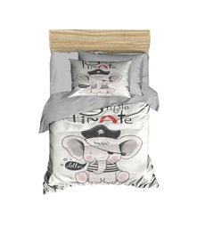 L'essentiel linge de maison PH190 Juego Funda Nórdica Bebé Microsatén y Algodón 100x150cm Sábana 120x150cm Funda Almohada 35x55cm Rojo Blanco Gris